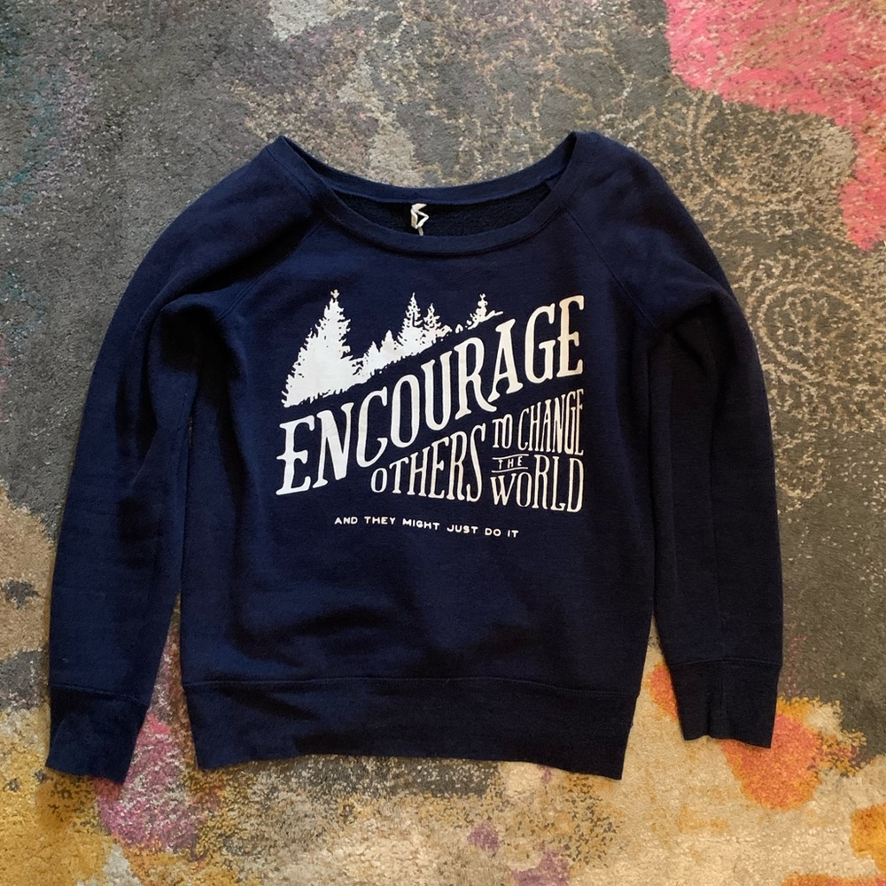 Navy off the scoop neck sweatshirt